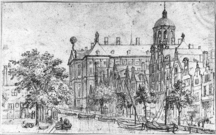 Gerrit Adriaensz. Berckheyde Amsterdam, the Nieuwezijds near the Bloemmarkt